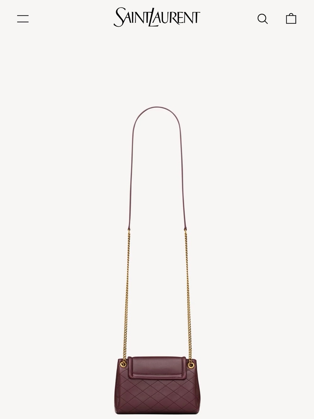 Saint Laurent Wine Red Quilted Leather Mini Shoulder Bag with Gold YSL - Picture 3 of 5